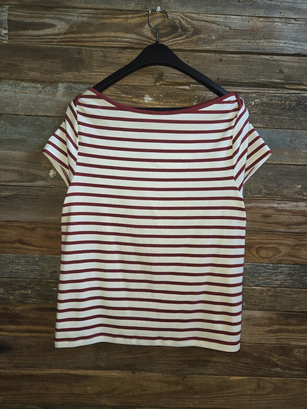 Classic Red and White Striped Women’s Boatneck Top